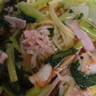 ツナとえびの和風醤油パスタ